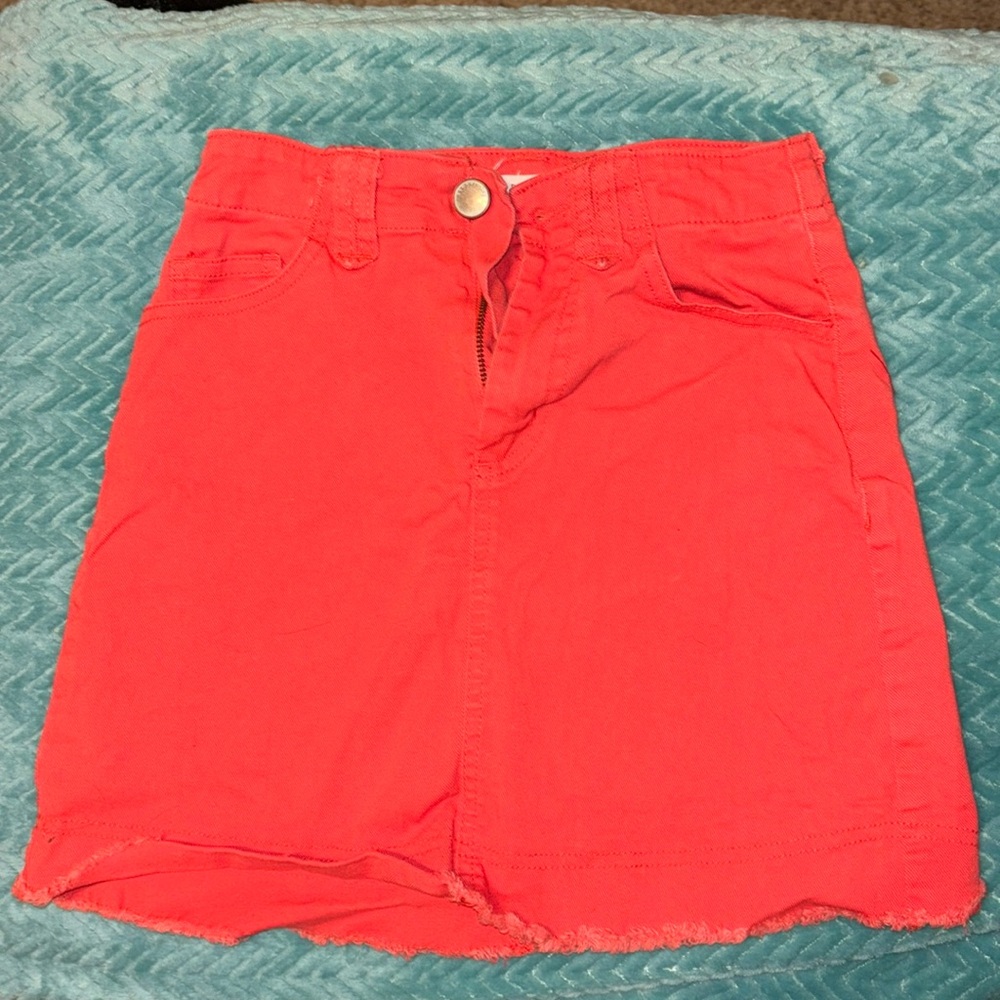 Red Jean skirt